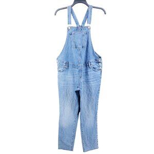 Isabel Maternity Womens Size 10 Denim Overalls Raw Hem Slim Fit Light Wash